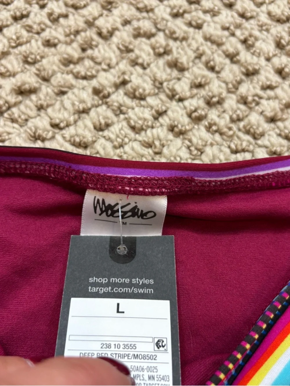 Brand new with Tags Mossimo‎ Brand Red Striped Bikini Bottoms Size Large